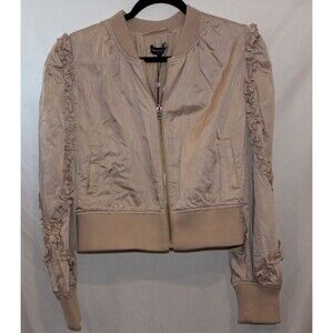 GENERATION LOVE CHLOE RUFFLE CHAMPAGNE SATIN MOTO JACKET NWT $275